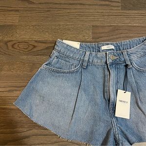 Flare denim shorts